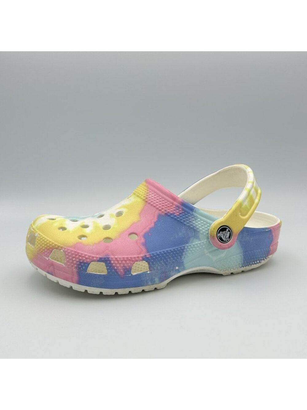 Crocs Classic Tie Dye Graphic Clog Women's Size 7 Yellow Slipper Shoes